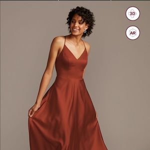 Spaghetti Strap Satin A-Line Bridesmaid Dress David’s Bridal Cinnamon
